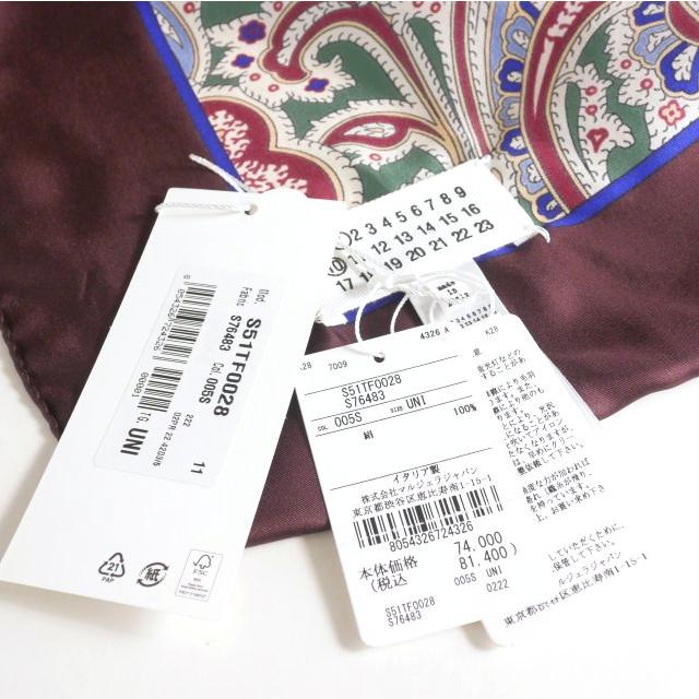 【中古】未使用品 メゾンマルジェラ Maison Margiela 22AW ペイズリー柄 シルクスカーフ ストール UNI ワインレッド 未使用品 メゾンマルジェラ Maison Margiela 22AW ペイズリー柄 シルク