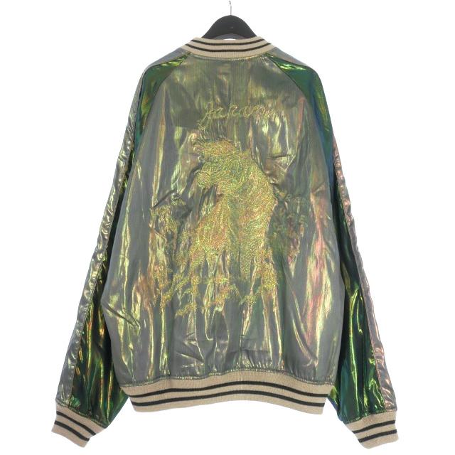 L ) 新品 未使用 でんぱ組 夢眠ねむ スカジャン ブルゾン ジャケット 緑 ダブレット doublet 23SS HOLOGRAM SOUVENIR JACKET ホログラム