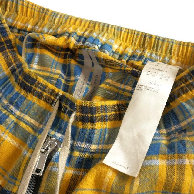 リックオウエンス 21SS RU21S6392-CP チェック柄サルエルイージー 15年製 ファッション リックオウエンス 21SS RU21S6392-CP