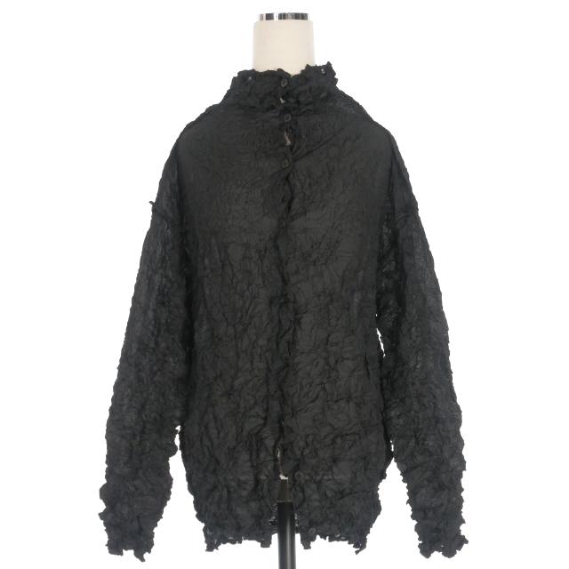 極美品✨ISSEY MIYAKE プリーツ　シースルー　黒色　長袖　カットソー 極美品 ISSEY MIYAKE ME イッセイミヤケ スリーブ 総柄