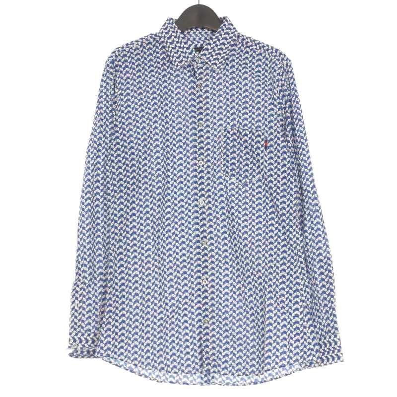 GUCCI グッチ slim 総柄シャツ 長袖 40 ブルー/ホワイト 青 白 356260  