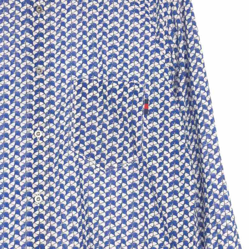 GUCCI グッチ slim 総柄シャツ 長袖 40 ブルー/ホワイト 青 白