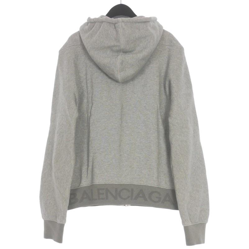 【中古】バレンシアガ BALENCIAGA バックロゴ ジップアップパーカー フーディ 長袖 XS グレー 435661 TSK12 国内正規 レディース BALENCIAGA（バレンシアガ） バックロゴ ジップアップパーカー
