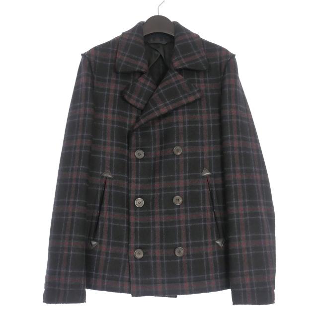 ランバン LANVIN チェック柄 Pコート ピーコート ジャケット 44