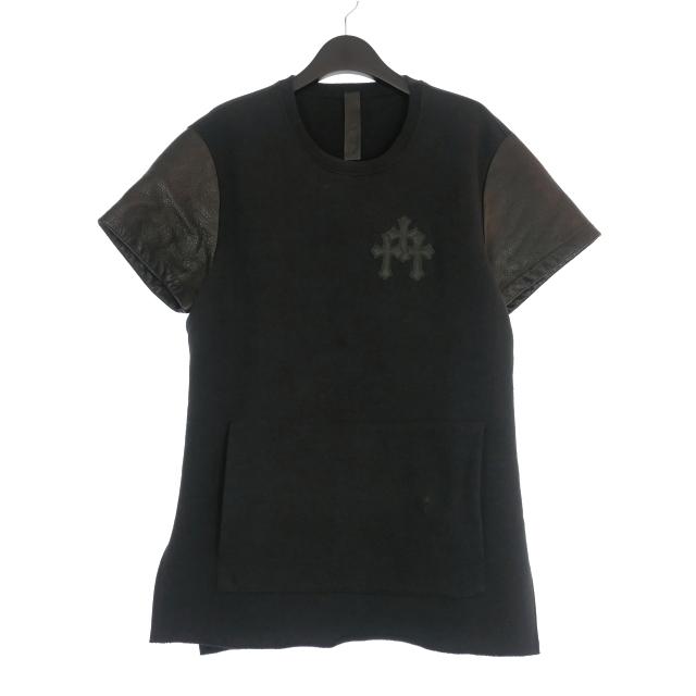 クロムハーツ Y NOTネイビー スエット セメタリークロス レザー T