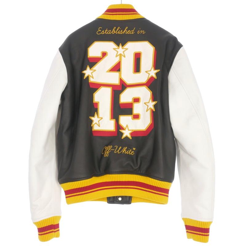 【中古】未使用品 オフホワイト OFF WHITE 2013 LEATHER VARSITY レザーバーシティジャケット スタジャン 38 未使用品 オフホワイト OFF WHITE 2013 LEATHER VARSITY レザーバー