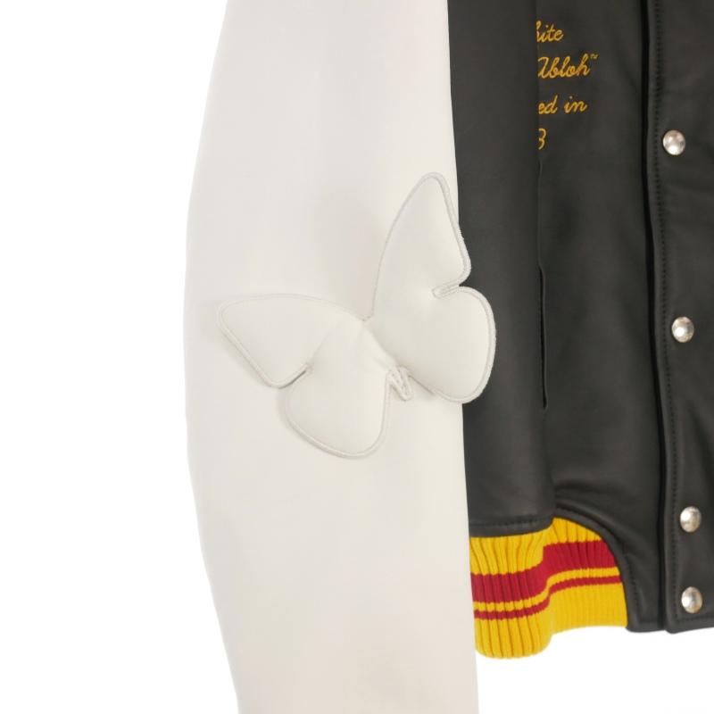 【中古】未使用品 オフホワイト OFF WHITE 2013 LEATHER VARSITY レザーバーシティジャケット スタジャン 38 未使用品 オフホワイト OFF WHITE 2013 LEATHER VARSITY レザーバー