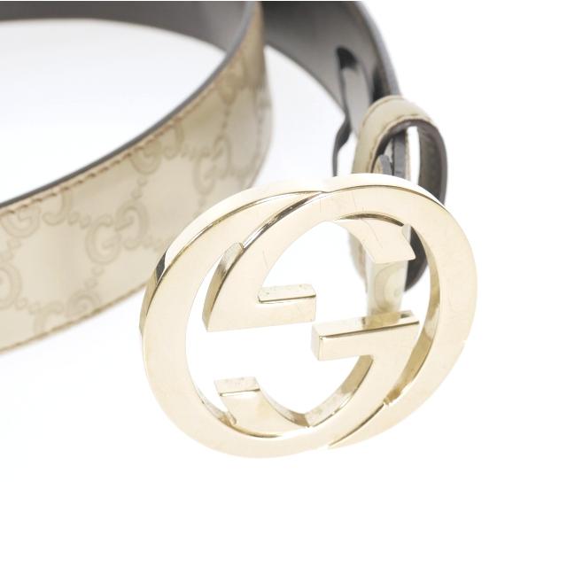 GUCCI グッチ インターロッキングG グッチシマ レザーベルト オフ