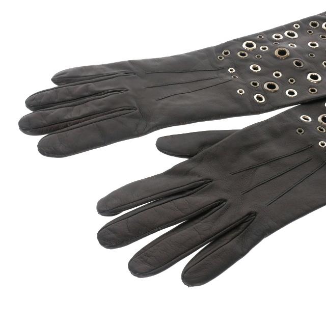 PRADA（プラダ） アイレット レザーロンググローブ 革手袋 7 ブラック