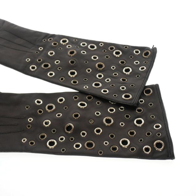 PRADA（プラダ） アイレット レザーロンググローブ 革手袋 7 ブラック