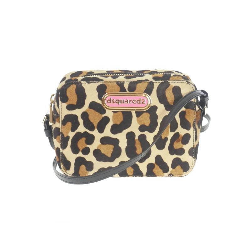 【中古】未使用品 ディースクエアード DSQUARED2 23AW レオパード ショルダーバッグ 鞄 UNI ベージュ/ブラウン DSQUARED2（ディースクエアード） 未使用品 DSQUARED2 23AW レオパード
