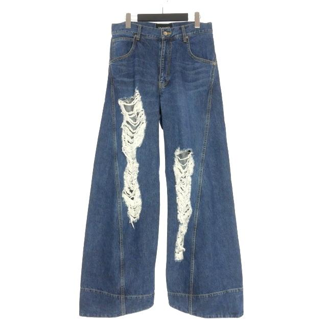 【中古】未使用品 ユウキハシモト YUKI HASHIMOTO TWISTED JEANS ダメージ デニムパンツ ジーンズ 46 インディゴ PT-01-0003D メンズ 未使用品 ユウキハシモト YUKI HASHIMOTO TWISTED JEANS ダメージ