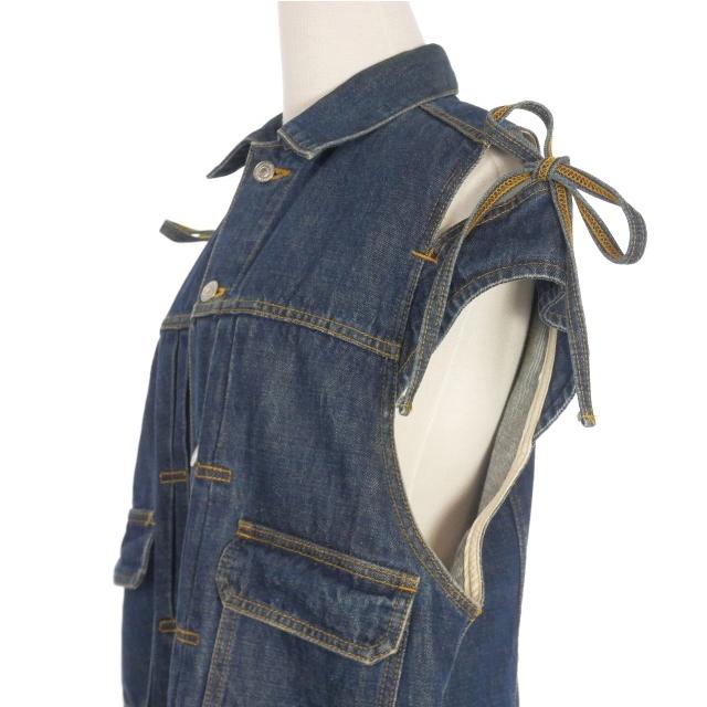 スドーク soduk ribon denim vest 肩リボン デニムベスト ジレ