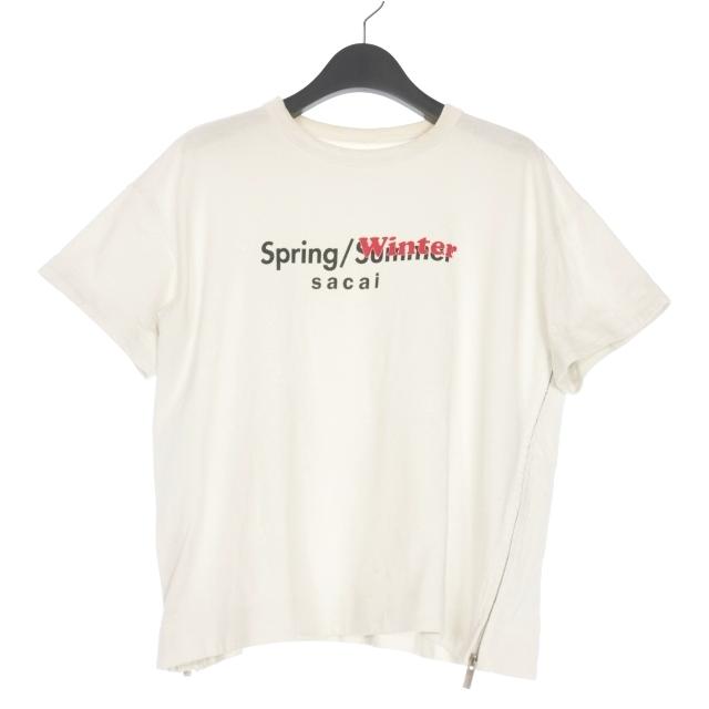 サカイ sacai 19SS S/W サイドジップ ロゴ プリント ショートスリーブ 