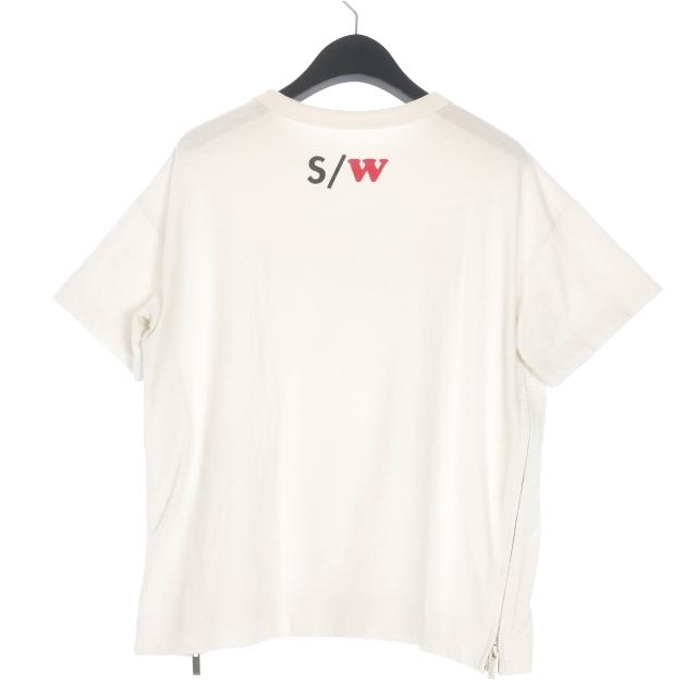 サカイ sacai 19SS S/W サイドジップ ロゴ プリント ショートスリーブ 