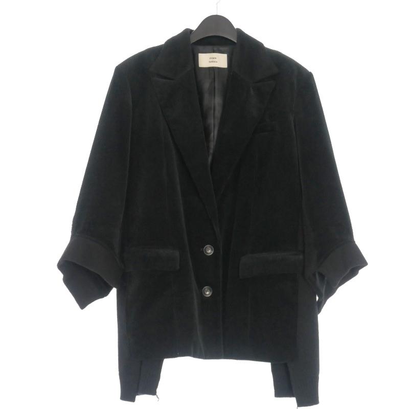 【中古】フミエタナカ FUMIE TANAKA コーデュロイ コンビネーションジャケット コート 長袖 2 ブラック 黒  F24A-08 レディース フミエタナカ FUMIE TANAKA コーデュロイ コンビネーションジャケット