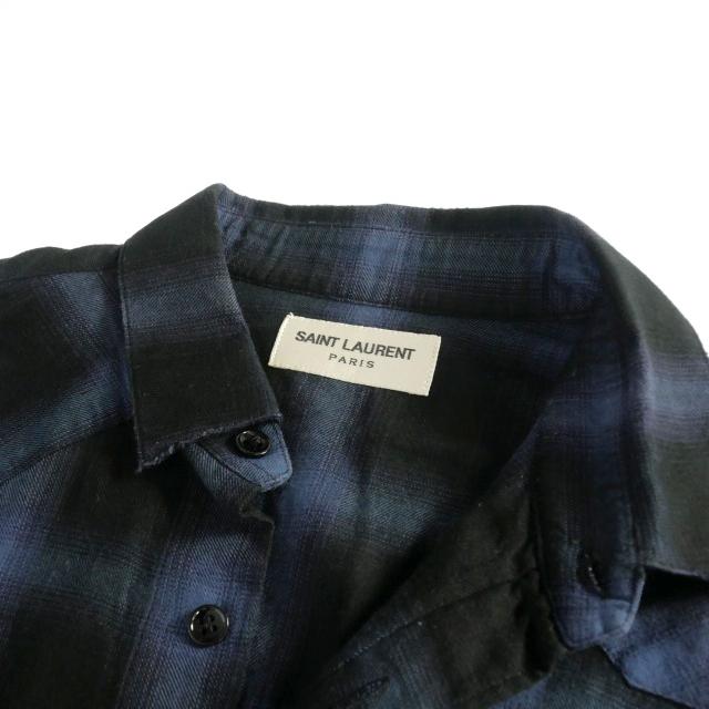 美品 サンローランパリ エディ期 オンブレチェックシャツ ブラック S サンローラン パリ SAINT LAURENT PARIS 16AW エディ期 オンブレ