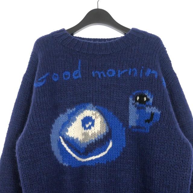 【中古】未使用品 シンヤコズカ SHINYA KOZUKA 25AW MORNING SPECIAL グラフィックニット セーター 長袖 M ブルー 未使用品 シンヤコズカ SHINYA KOZUKA 25AW MORNING SPECIAL