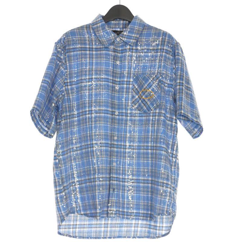 エーエフビー AFB SPANGLE SS SHIRTS チェック柄 スパンコールシャツ
