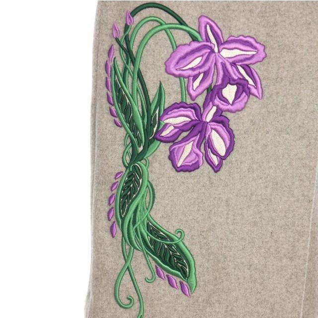ミューラル MURRAL 16AW ウール 花柄刺繍 ラップスカート 36 グレー