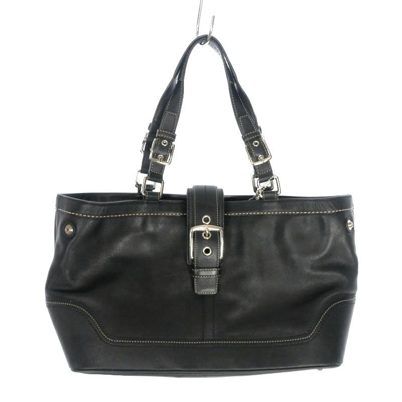 COACH（コーチ） チャーム付き レザー ハンドバッグ 鞄 ブラック 黒