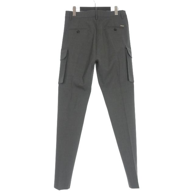 【中古】未使用品 ディースクエアード DSQUARED2 23AW フランネル テーパードカーゴパンツ スラックス 50 グレー 国内正規 DSQUARED2（ディースクエアード） 未使用品 DSQUARED2 23AW 1 Pleat