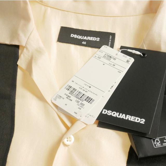 【中古】未使用品 ディースクエアード DSQUARED2 23AW Notch Collar Shirt 刺繍 オープンカラー シルクシャツ 長袖 46 DSQUARED2（ディースクエアード） 未使用品 DSQUARED2 23AW Notch