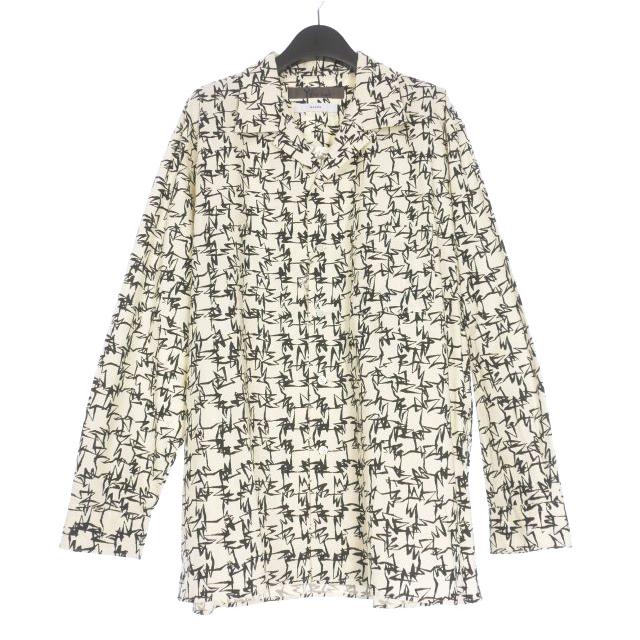 【中古】未使用品 ワイズフォーメン Y's for men × マシス MASSES COTTON PIGMENT PRINT OPEN COLLAR SHIRT 4 ホワイト 未使用品 ワイズフォーメン Y's for men × マシス MASSES COTTON