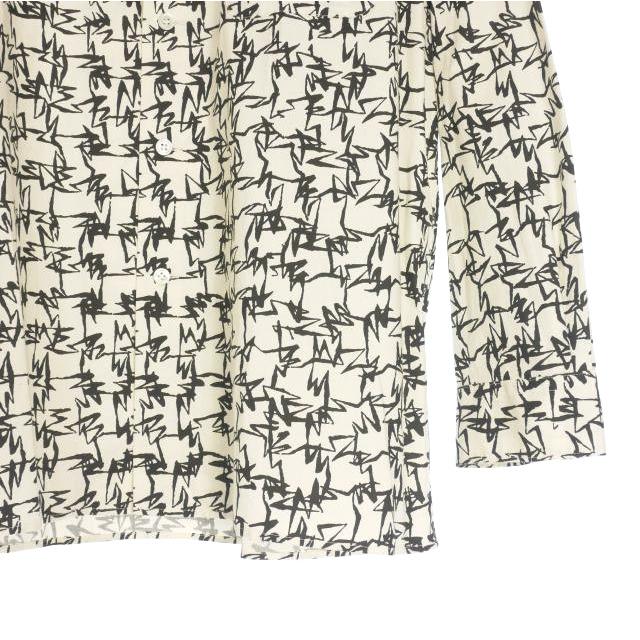 【中古】未使用品 ワイズフォーメン Y's for men × マシス MASSES COTTON PIGMENT PRINT OPEN COLLAR SHIRT 4 ホワイト 未使用品 ワイズフォーメン Y's for men × マシス MASSES COTTON