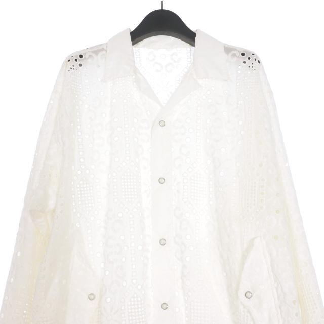 【中古】トーガ TOGA  VIRILIS 24SS コットン レースシャツジャケット ブルゾン 長袖 48 ホワイト 白 TV241-FC305 トーガ TOGA VIRILIS 24SS コットン レースシャツジャケット ブルゾン