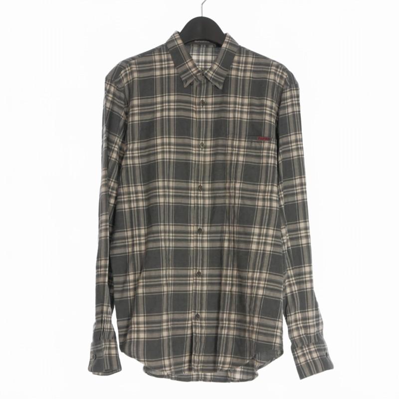 パパス Papas ボタンダウン チェック柄 ロングスリーブシャツ 長袖 M 