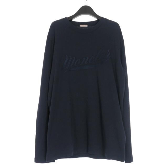 【中古】モンクレール MONCLER LS TSHITS ロゴ刺繍 ロングスリーブTシャツ カットソー 長袖 L ネイビー 紺 I10918D00002 国内正規 MONCLER（モンクレール） MONCLER LS TSHITS ロゴ刺繍 ロングスリーブT