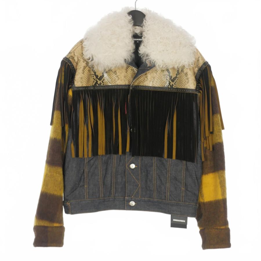 【中古】未使用品 ディースクエアード DSQUARED2 23AW ウエスタン マッシュアップ デニムジャケット 44 インディゴ DSQUARED2（ディースクエアード） 未使用品 DSQUARED2 23AW ウエスタン