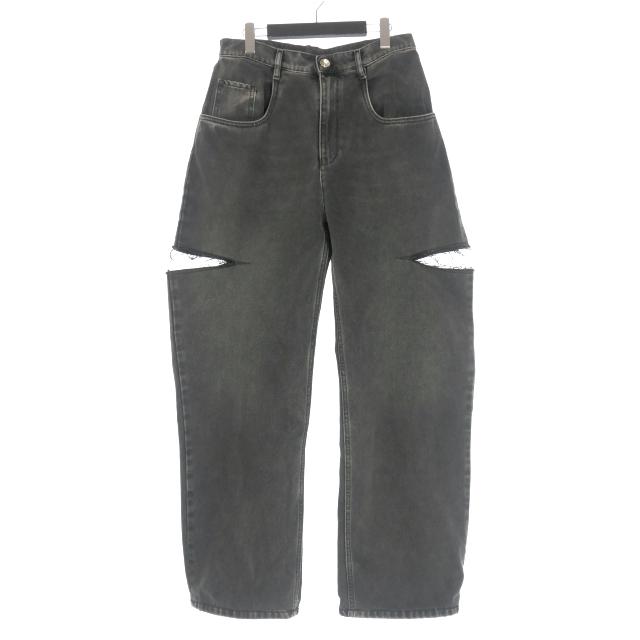【中古】メゾンマルジェラ Maison Margiela 24SS スラッシュデニムパンツ カットアウトジーンズ 46 黒 S51LA0051 メゾンマルジェラ Maison Margiela 24SS スラッシュデニムパンツ