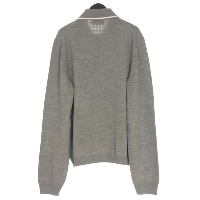 GUCCI（グッチ） GUCCI 23AW ウール ニット ポロシャツ 長袖 Lグレー