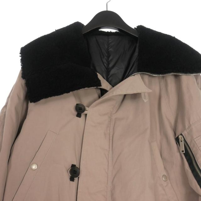 【中古】アンレーベルプロジェクト Unravel Project イタリア製 襟ボア ロングコート ジャケット 長袖 48 ベージュ UMEA036F18132001 アンレーベルプロジェクト Unravel Project 襟ボア 中綿 ロングコート