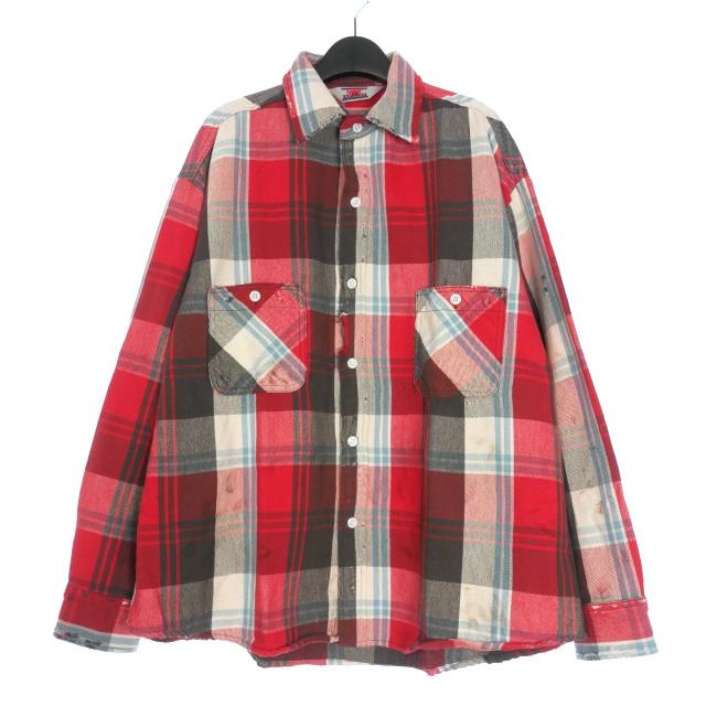 未使用品 セントマイケル SAINTMICHAEL 25AW FLANNEL SHIRT /CHECK/RED