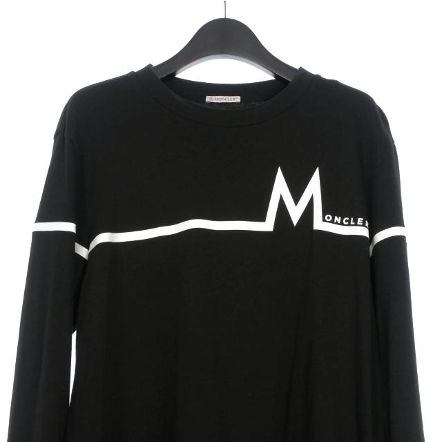 【美品】MONCLER モンクレール LS TSHIRT ラバーロゴ ブラック 美品】MONCLER モンクレール LS TSHIRT ラバーロゴ ブラッ