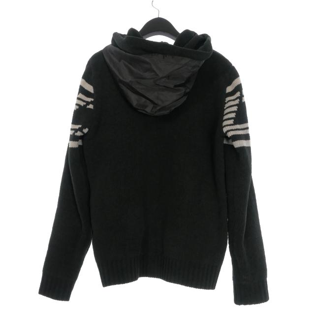 EMPORIO ARMANI フード付きブラックニットセーター アルマーニ EMPORIO ARMANI エンポリオアルマーニ ジップアップニットフーディ