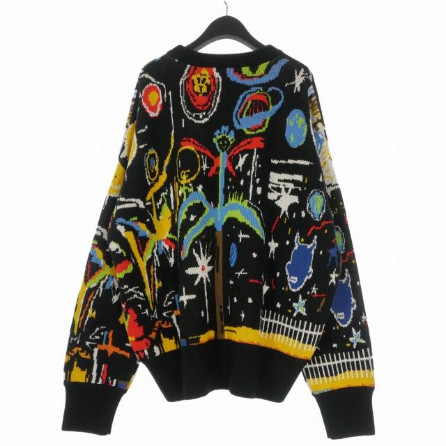 未使用品 パームエンジェルス PALM ANGELS 23AW Starry Night Jacquard Sweater セーター ニット 長袖 XL ブラック/マルチカラー_1