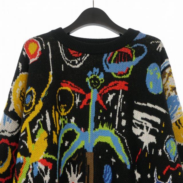 未使用品 パームエンジェルス PALM ANGELS 23AW Starry Night Jacquard Sweater セーター ニット 長袖 XL ブラック/マルチカラー_2