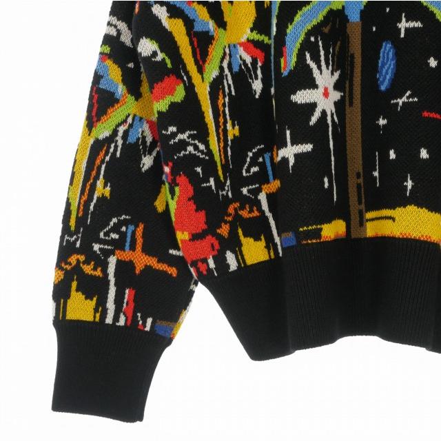 未使用品 パームエンジェルス PALM ANGELS 23AW Starry Night Jacquard Sweater セーター ニット 長袖 XL ブラック/マルチカラー_4