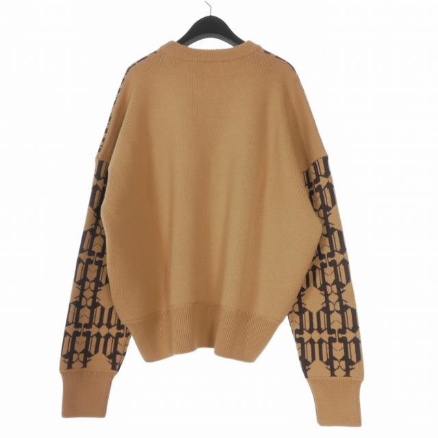 未使用品 パームエンジェルス PALM ANGELS 23AW ALLOVER MONOGRAM JQRD SWEA モノグラムセーター ニット 長袖 S ベージュ PMHE053E23KNI001_1