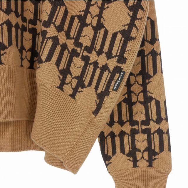 未使用品 パームエンジェルス PALM ANGELS 23AW ALLOVER MONOGRAM JQRD SWEA モノグラムセーター ニット 長袖 S ベージュ PMHE053E23KNI001_3