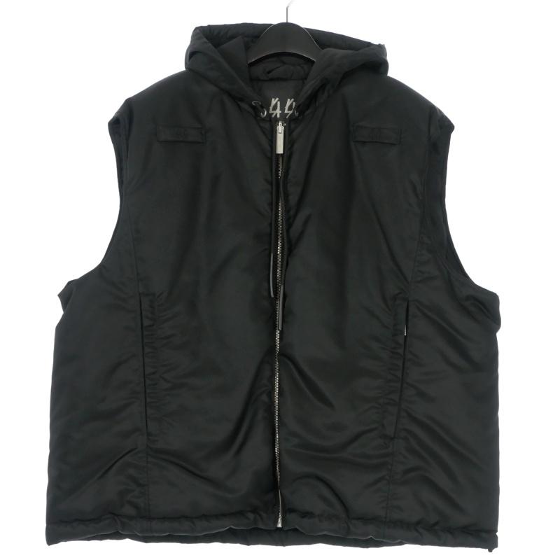 【 Nissy-naptime】中綿リバーシブルベストBLACK×総柄BLACK リサイクル素材使用 リバーシブルベスト 黒×紺 JOURNAL WORKS スリ
