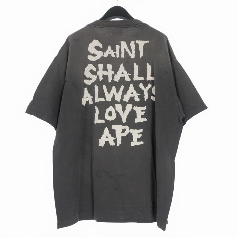 未使用品 セントマイケル SAINTMICHAEL × A BATHING APE 26SS BAPE_SS T-SHIRT/ALWAYS LOVE Tシャツ カットソー 半袖 L ブラック 黒 SM-MKの画像