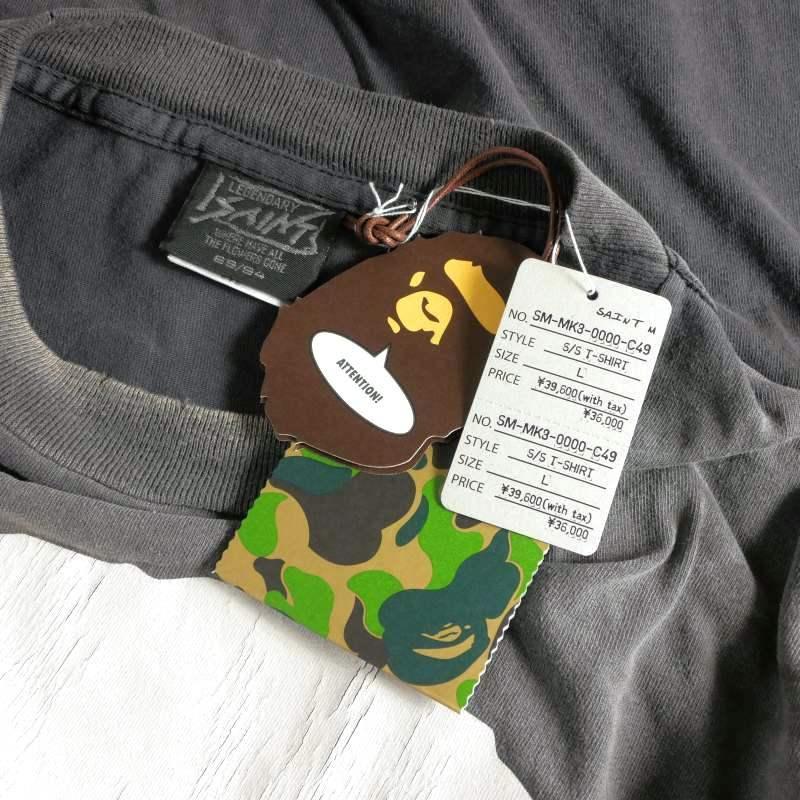 未使用品 セントマイケル SAINTMICHAEL × A BATHING APE 26SS BAPE_SS T-SHIRT/ALWAYS LOVE Tシャツ カットソー 半袖 L ブラック 黒 SM-MKの画像