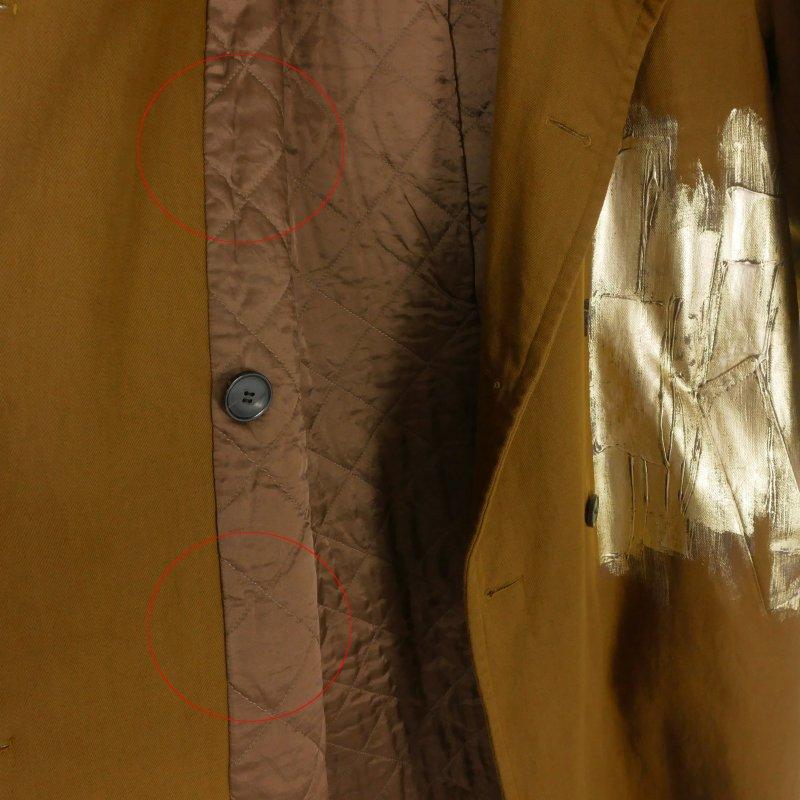 ドリスヴァンノッテン 23AW Ronas Belted Trench Coat 箔プリント コットンリネン トレンチコート ジャケット 長袖 M ブラウン 茶_6