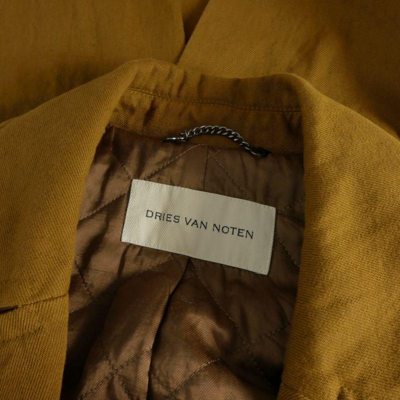 ドリスヴァンノッテン 23AW Ronas Belted Trench Coat 箔プリント コットンリネン トレンチコート ジャケット 長袖 M ブラウン 茶_7