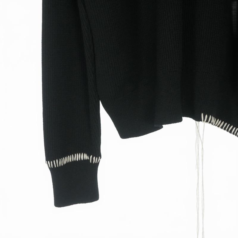 未使用品 オーユーエーティー OUAT OFFICE CARDIGAN ニットカーディガン セーター ステッチ 長袖 3 ブラック 黒 O007026CD メンズ_6